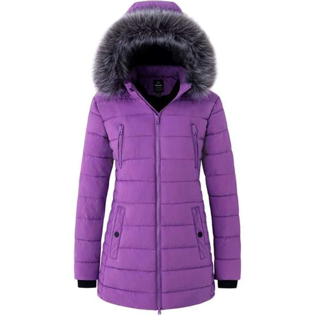 Women's Warm Winter Coat Heavy Puffer Jacket Parka With Fur Trimmed Hood